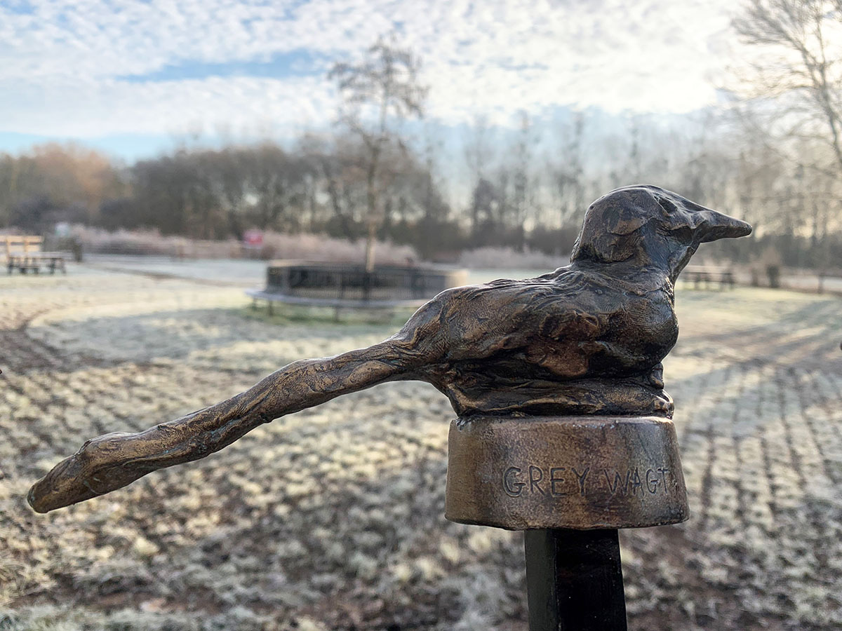 Photo of a sculpture of a grey wagtail - copyright Liz Etheridge