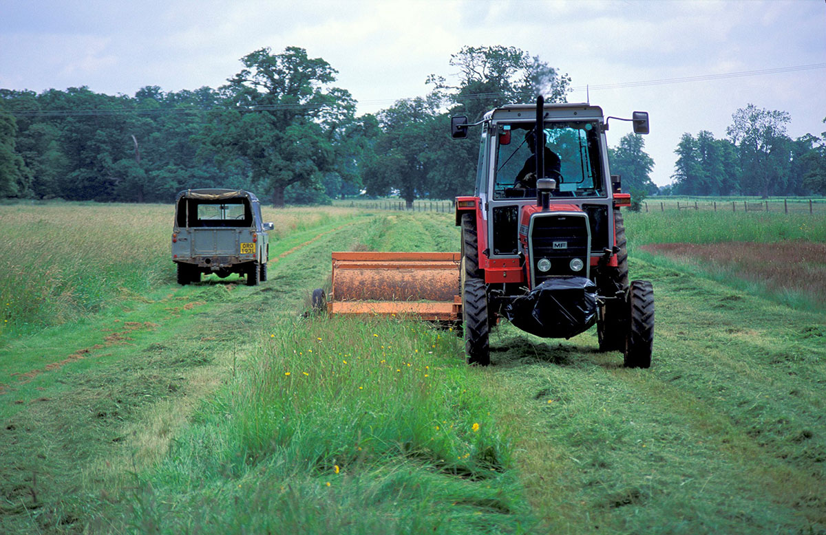 Image of a tractor cutting hay - copyright Mike Dodd